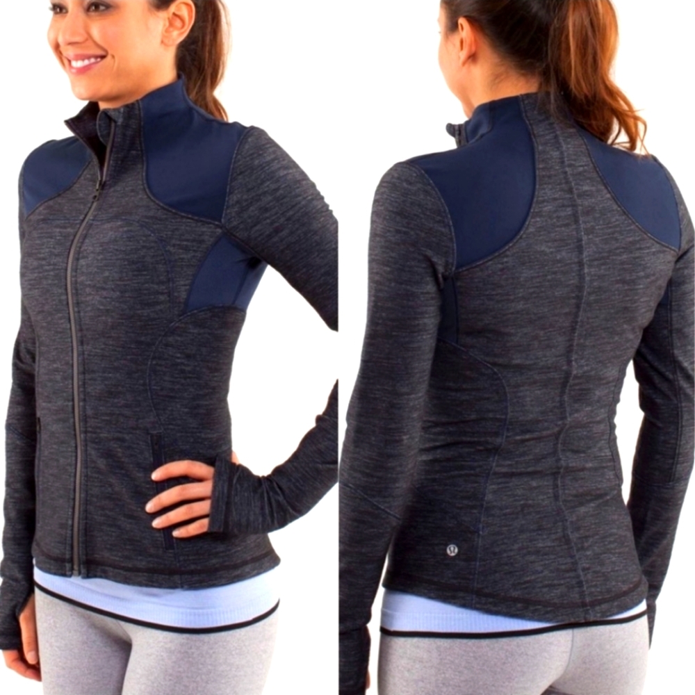 🍋 Lululemon Forme Jacket 💋 Sz. 6 Blue Faux Denim 💙
